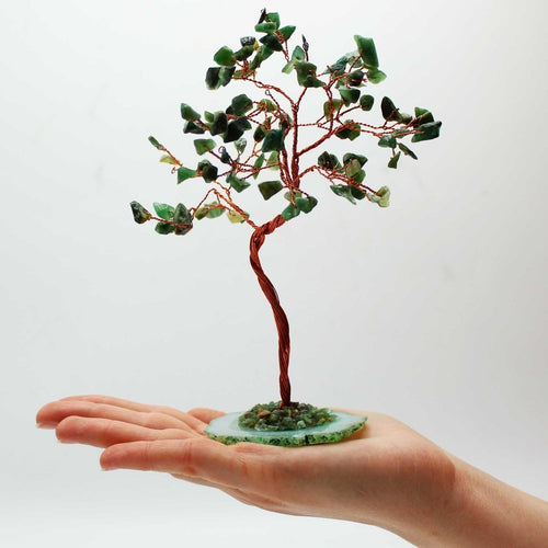 Albero di gemme grande - Avventurina verde su base di Agata verde (100 pietre) - Aureth