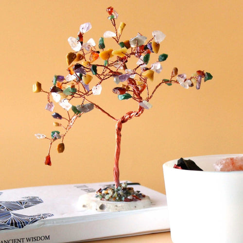Albero di gemme grande - Pietre Miste su base di Agata naturale (100 pietre) - Aureth