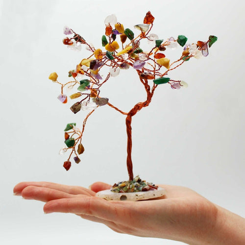 Albero di gemme grande - Pietre Miste su base di Agata naturale (100 pietre) - Aureth