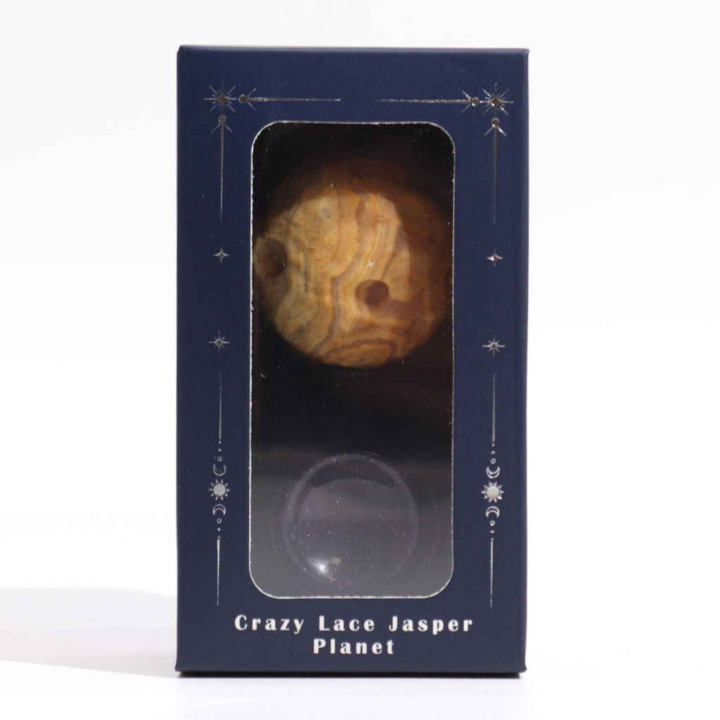 Pianeta Diaspro Crazy Lace su Base Goldstone (Mercurio)