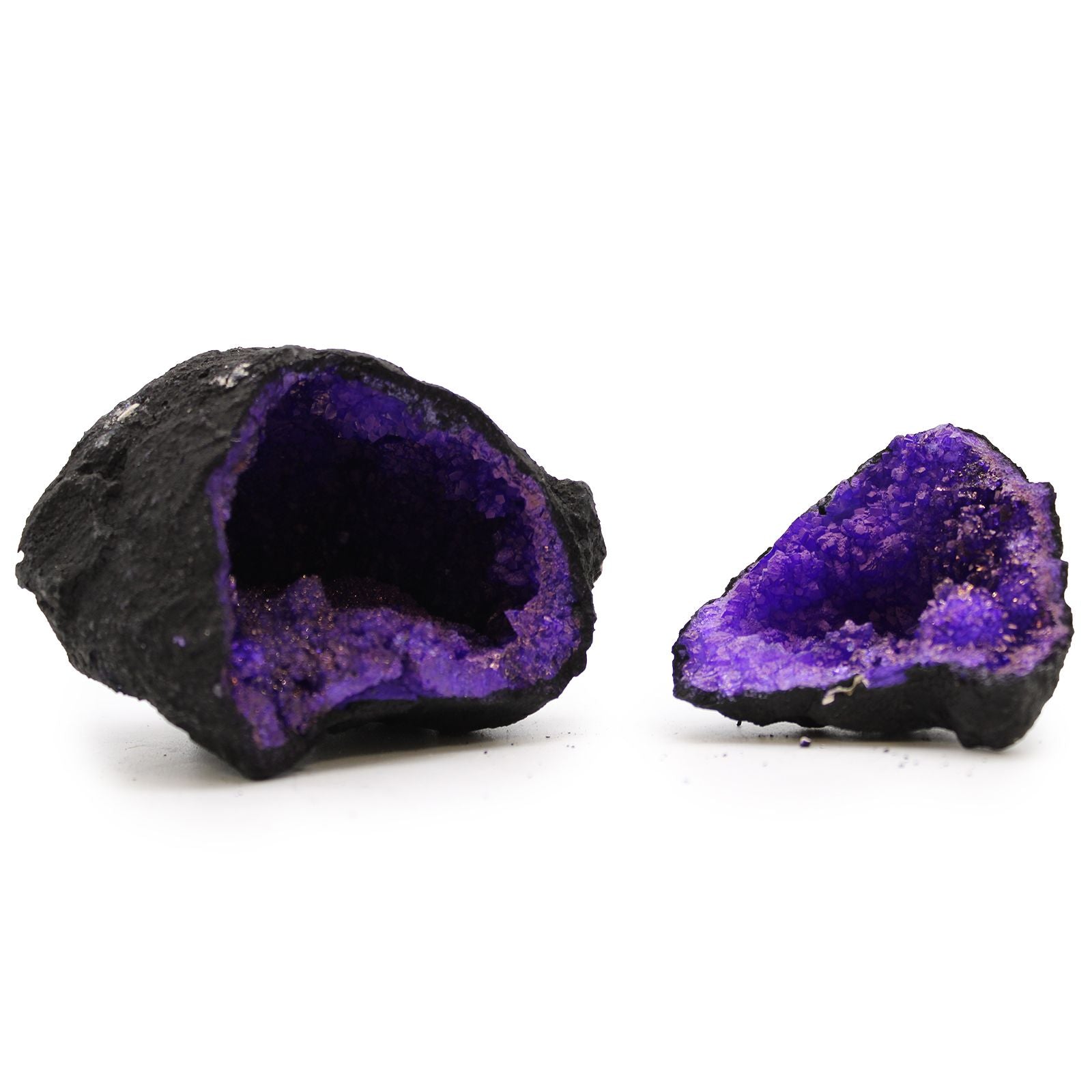 Geodi di Calcite Colorata - Roccia Nera - Viola 1pezzo