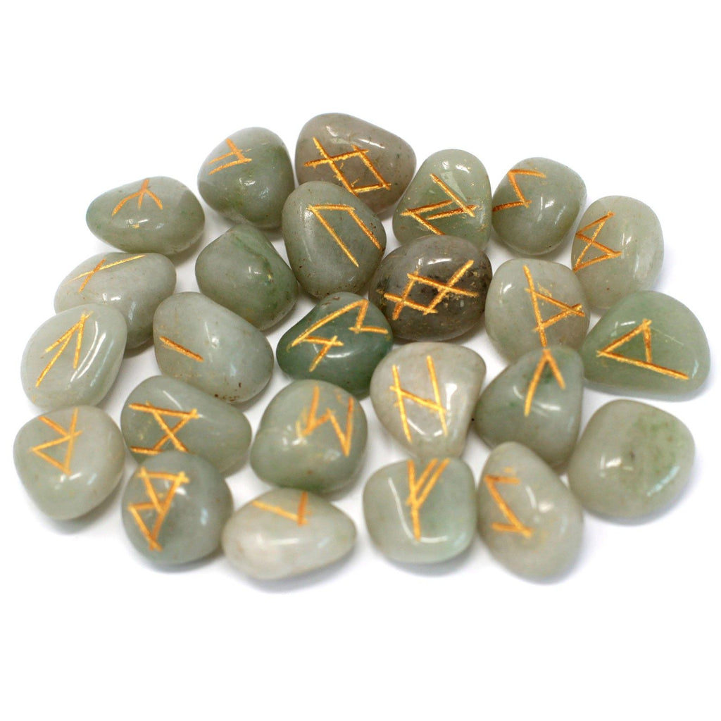 Set di Rune in Pietra - Avventurina Verde