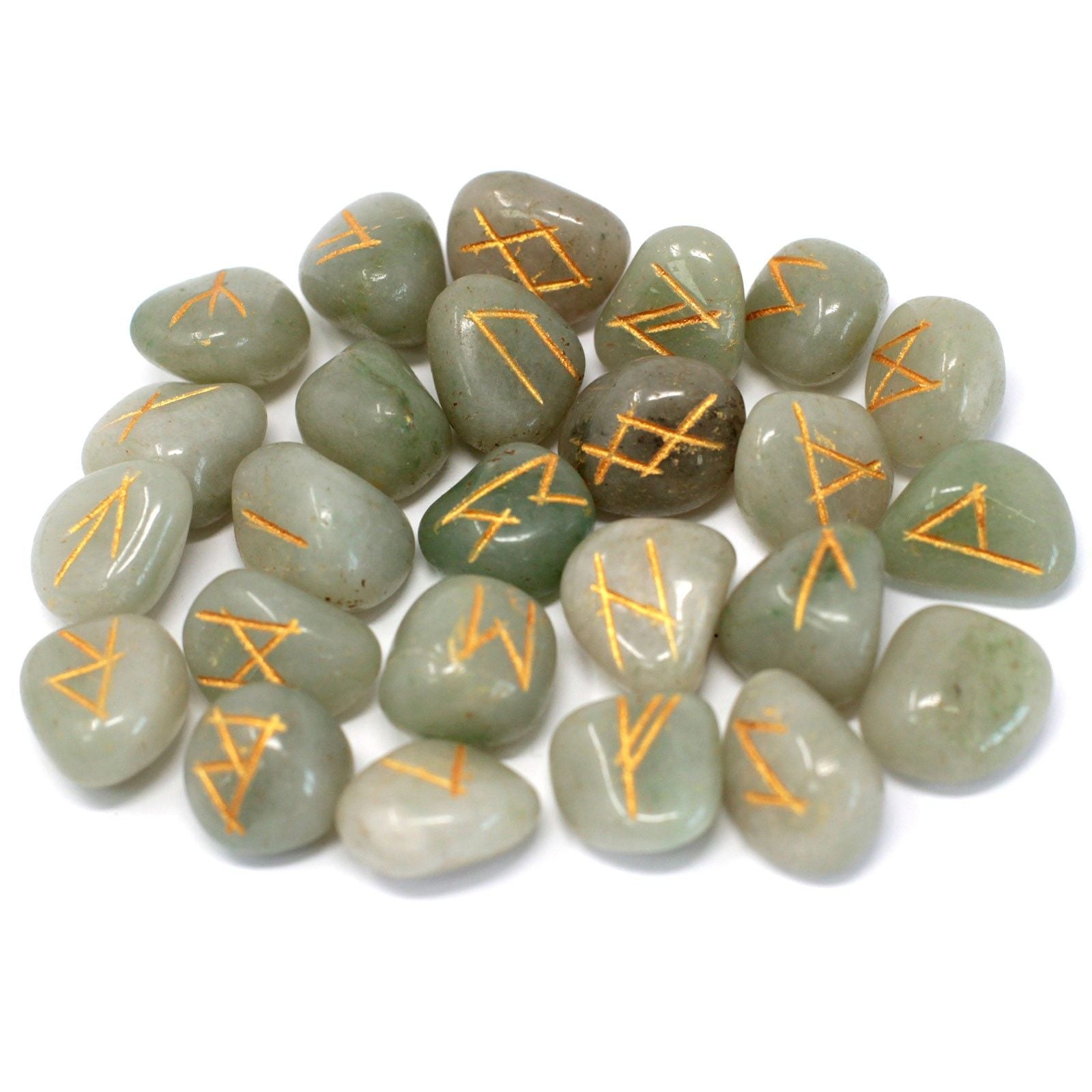 Set di Rune in Pietra - Avventurina Verde