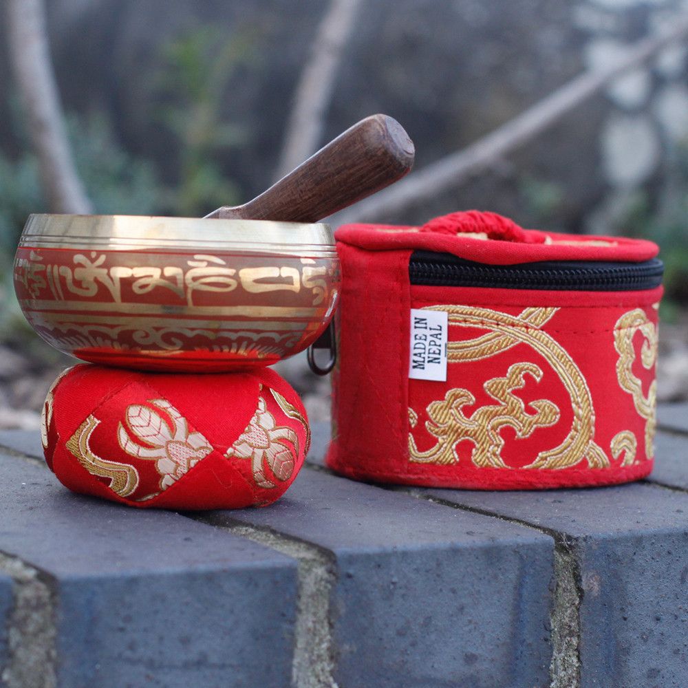 Ciotola Tibetana Mini Rossa con Set Regalo Completo