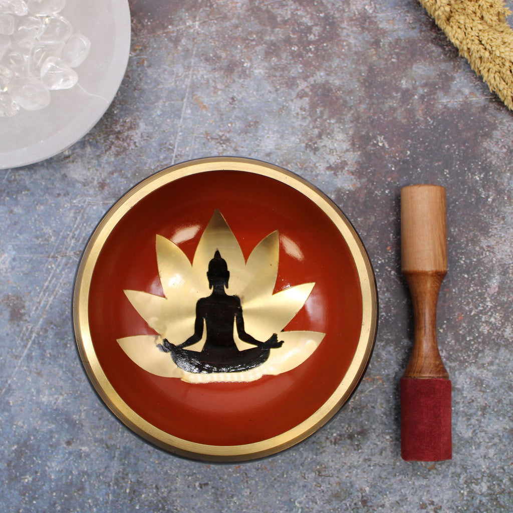 Set Campana Tibetana Grande - Nero/Arancione 14cm