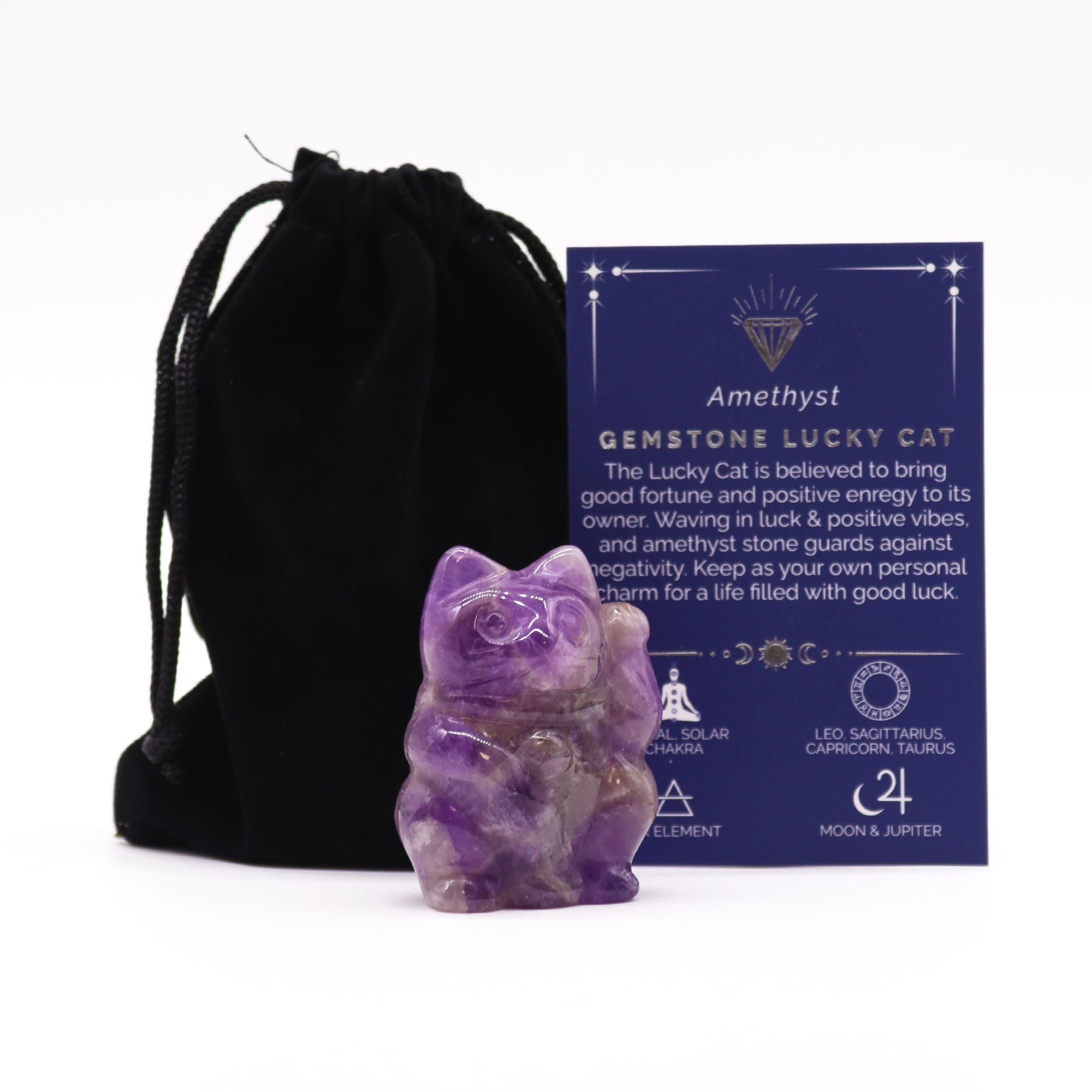 Gatto Portafortuna in Ametista 50x35x25mm