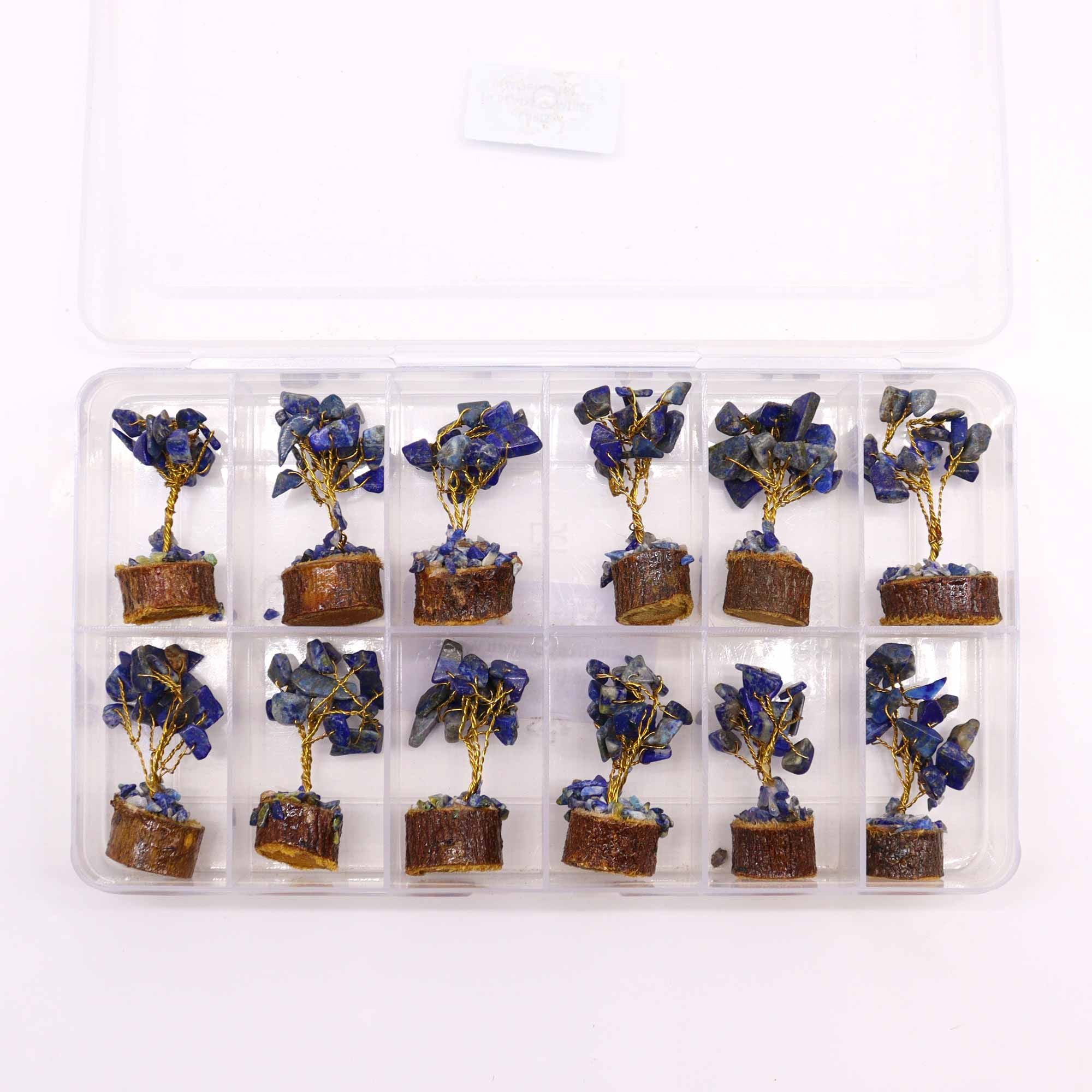 Alberello di Sodalite su Base in Legno, 15 Pietre