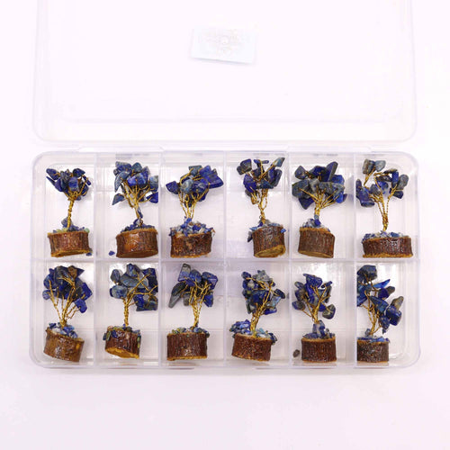 Alberello di Sodalite su Base in Legno, 15 Pietre