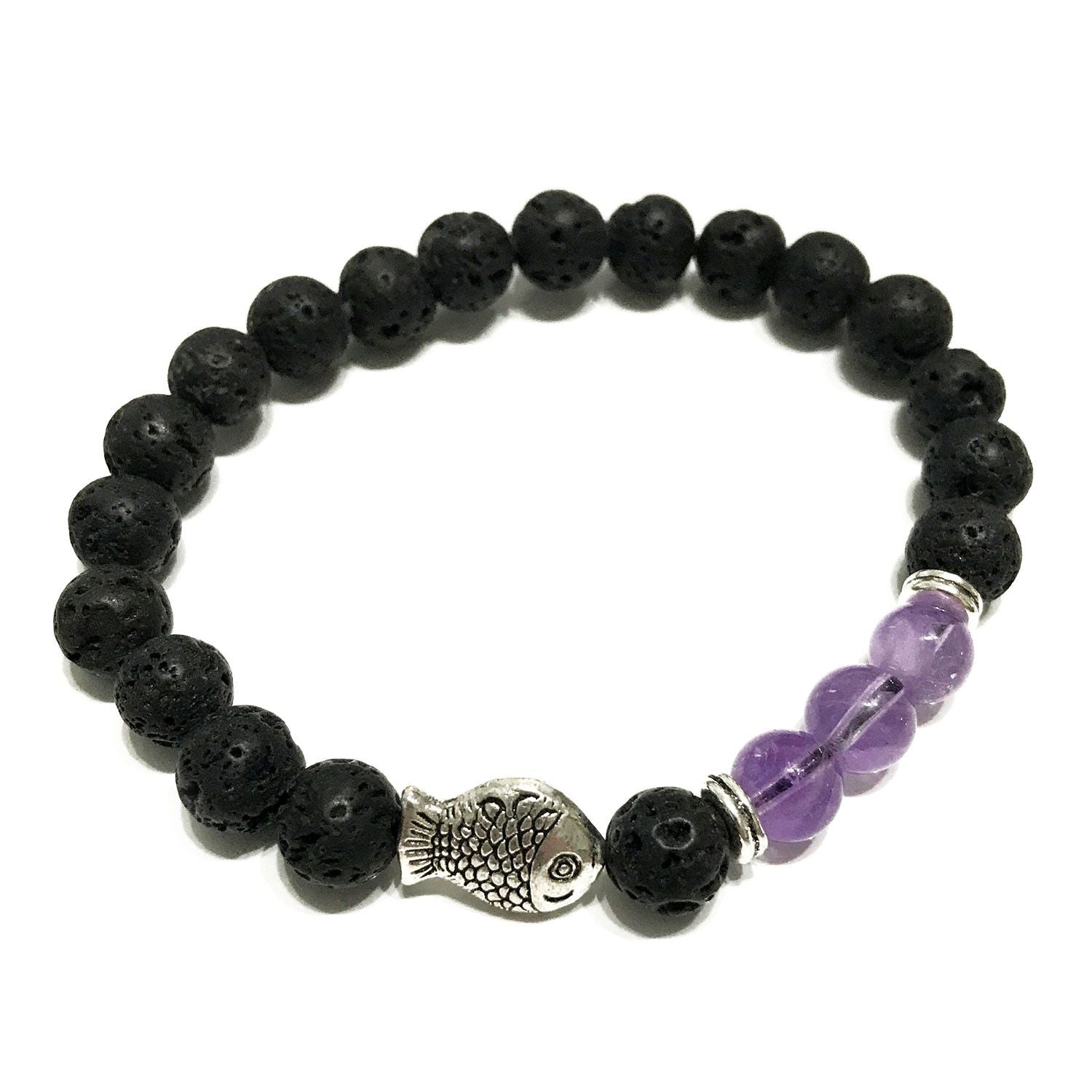 Bracciale Pietra Lavica - Ametista Pesci