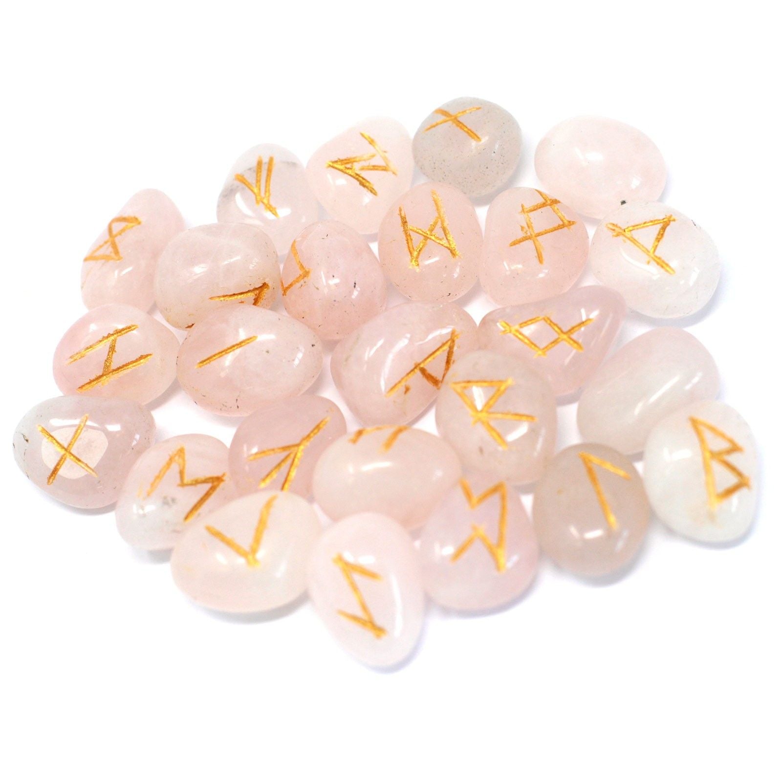 Set Rune in Quarzo Rosa con Sacchetto