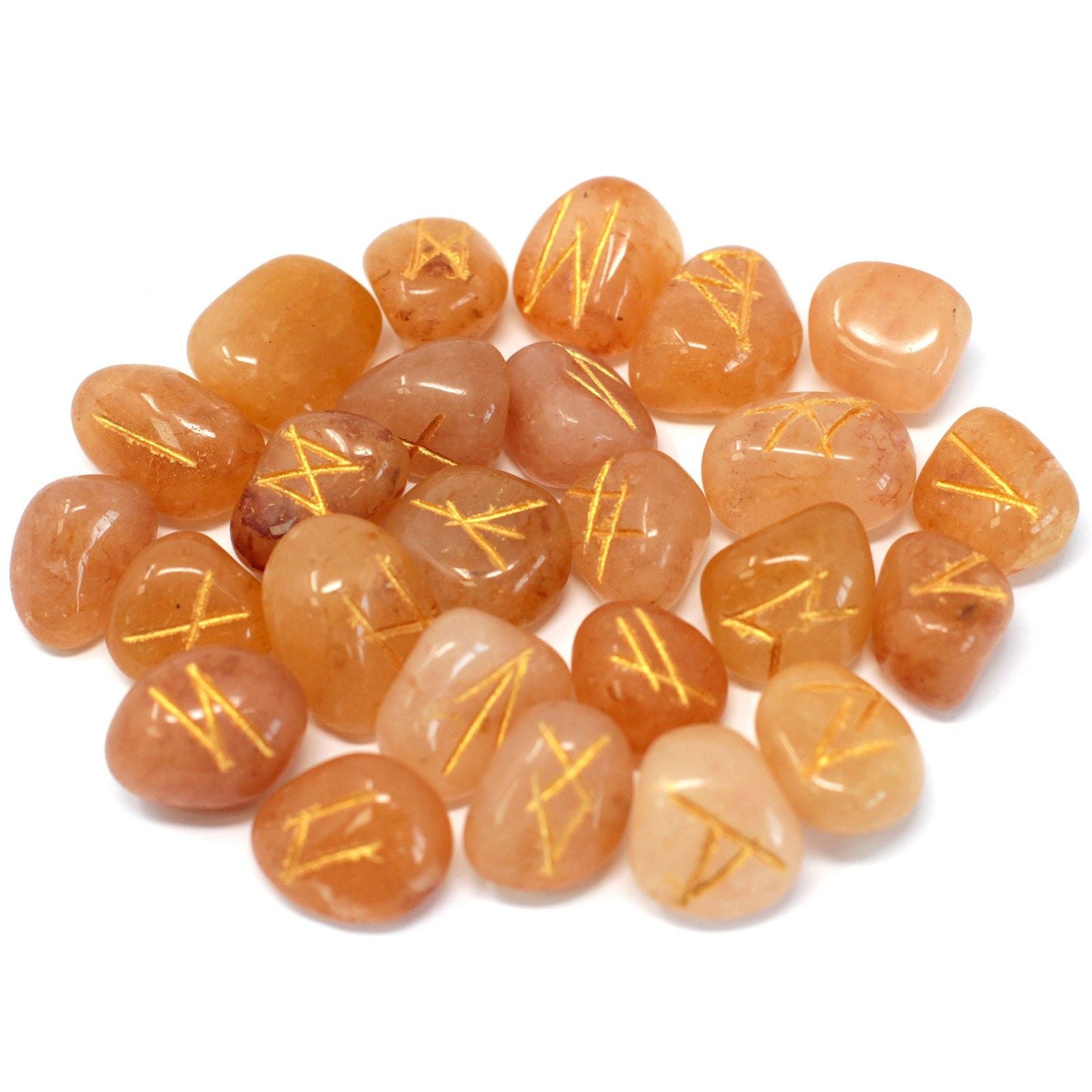 Set Rune in Pietra con Sacchetto - Avventurina Gialla