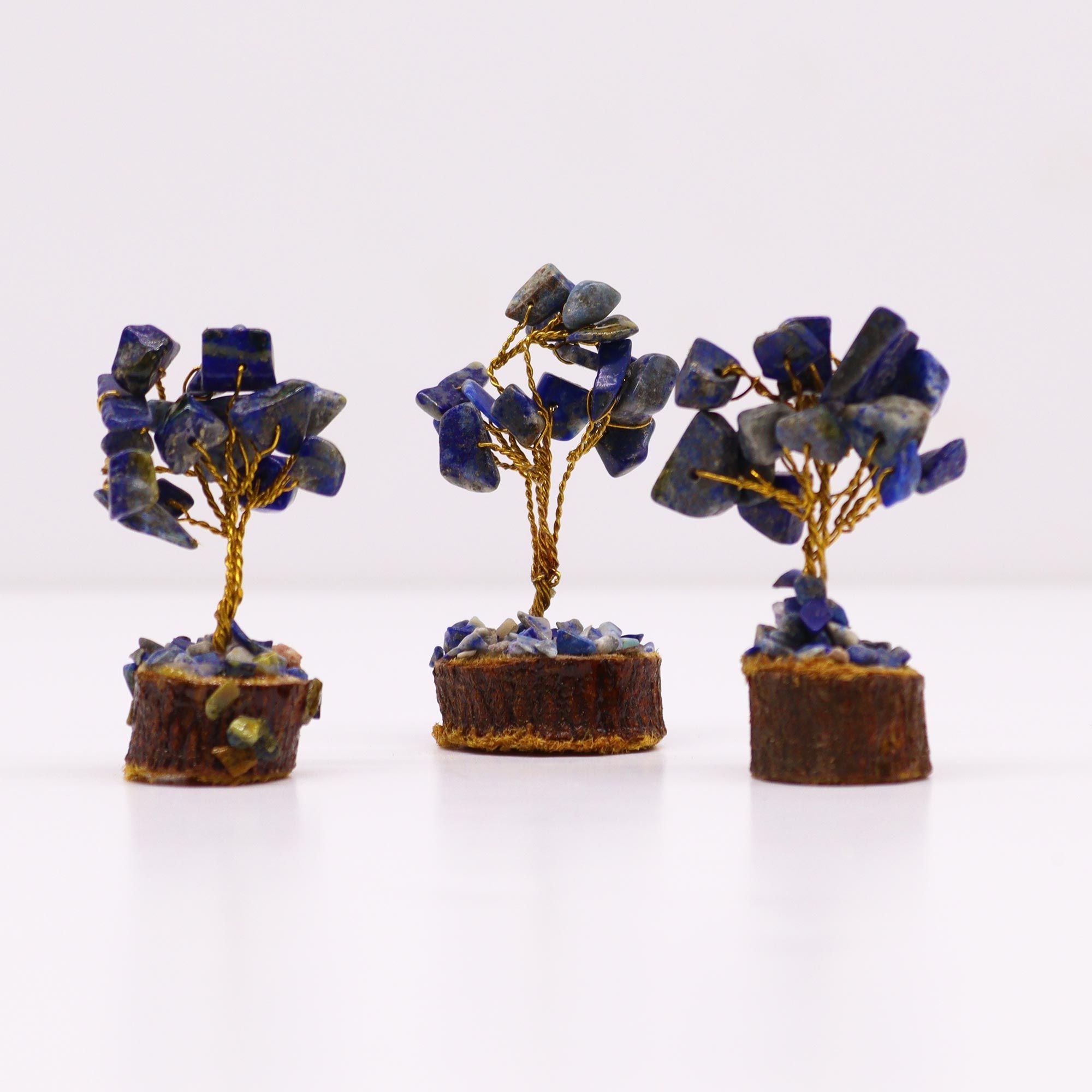 Alberello di Sodalite su Base in Legno, 15 Pietre