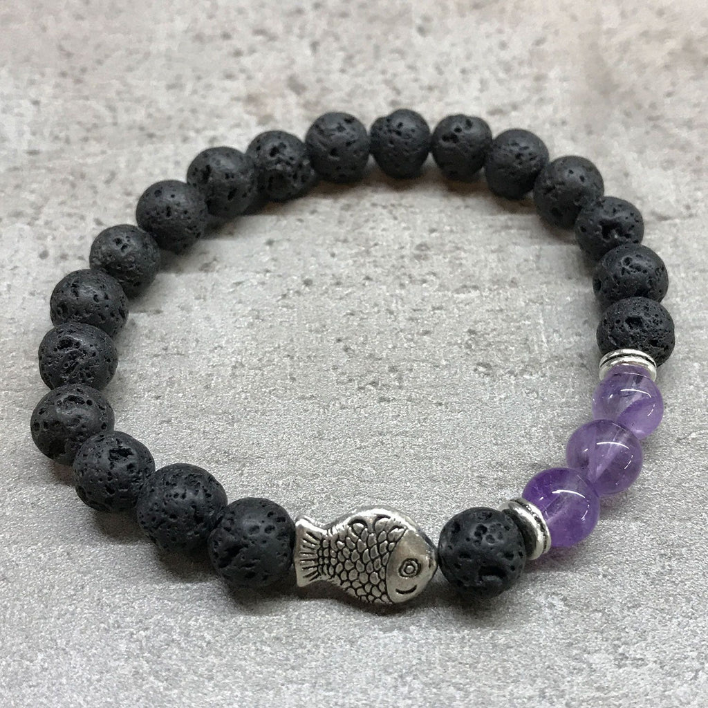 Bracciale Pietra Lavica - Ametista Pesci