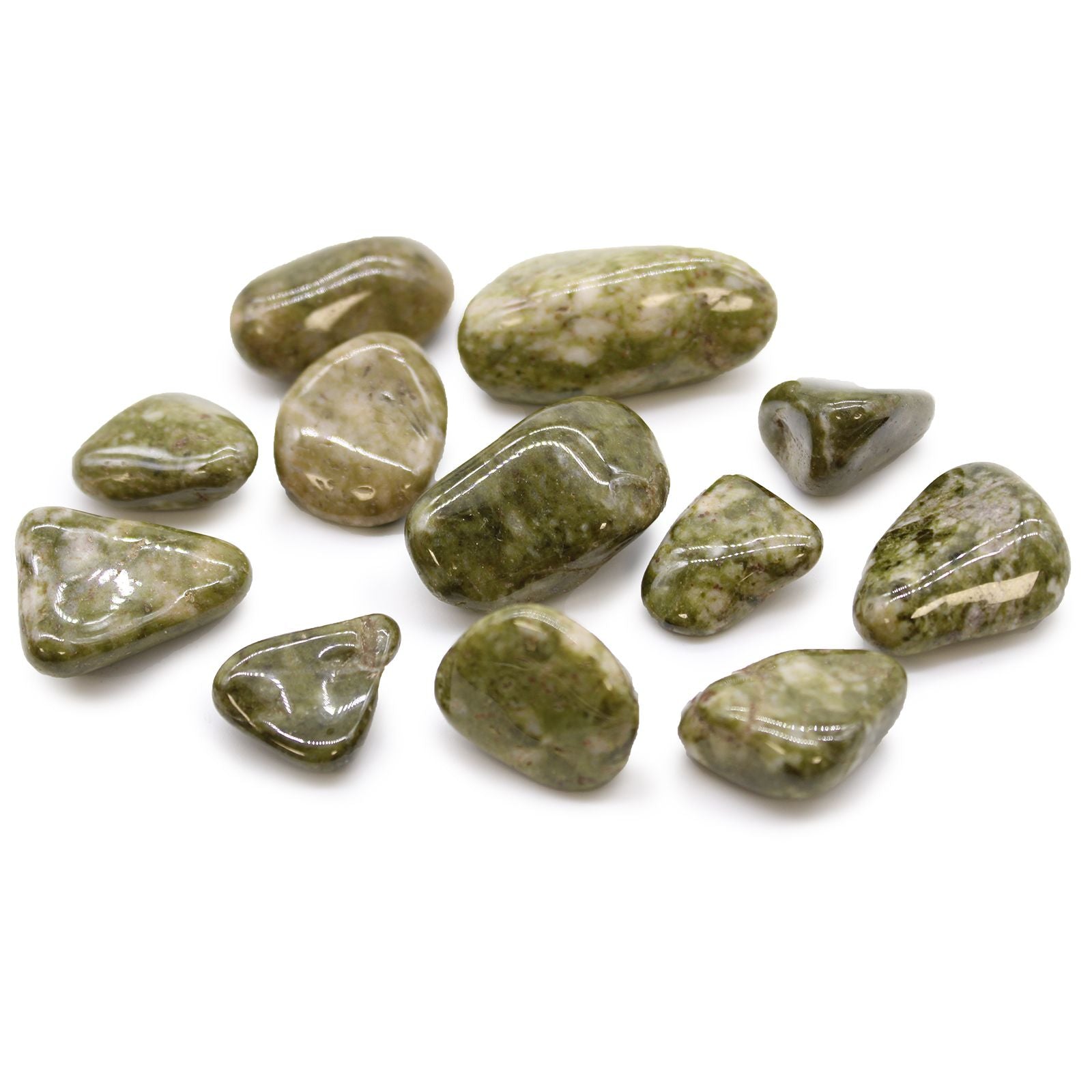 Pietre Burattate Medie - Epidote Fiocco di Neve 12pezzi