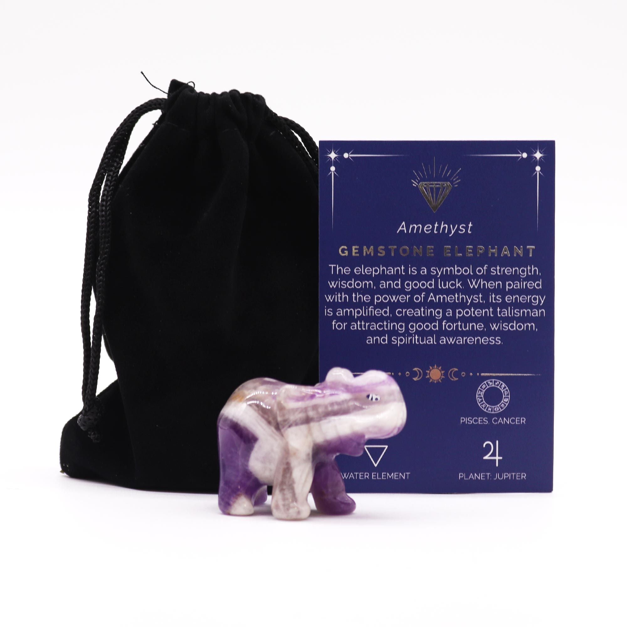 Elefante Portafortuna in Ametista 50x35x25mm