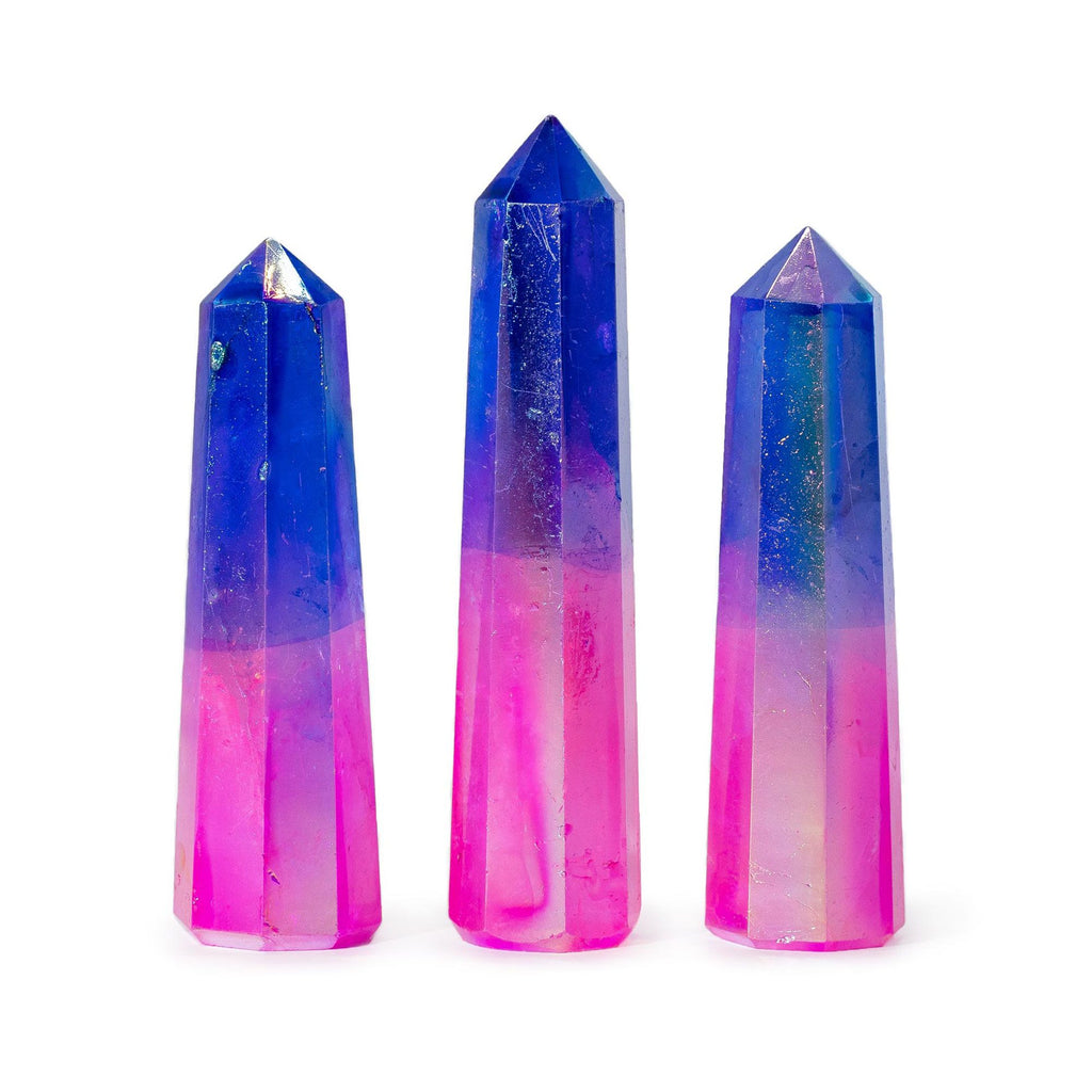 Obelisco Quarzo Aura 9cm Rosa e Blu 1pezzo