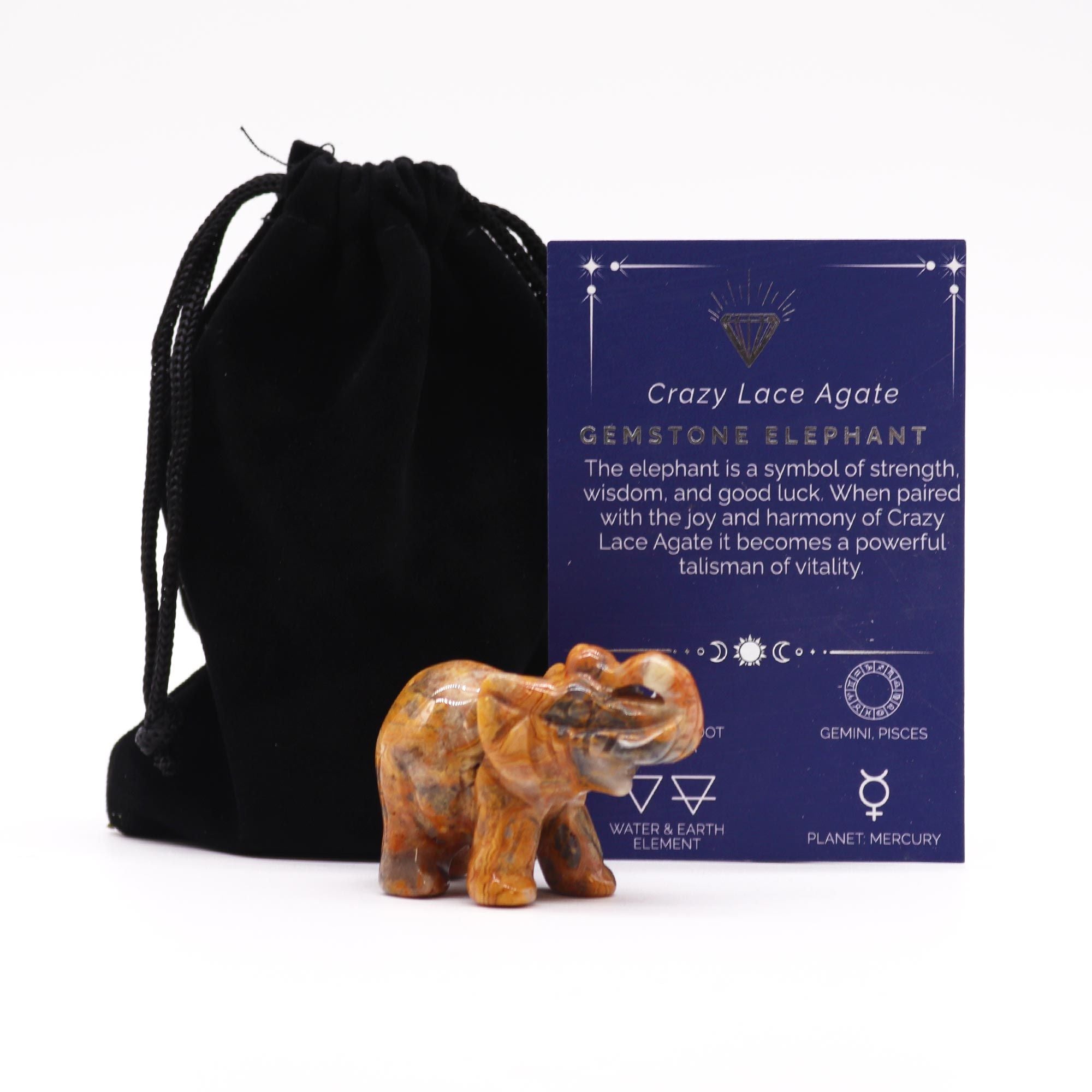 Elefante Portafortuna in Agata Crazy Lace 50x35x25mm