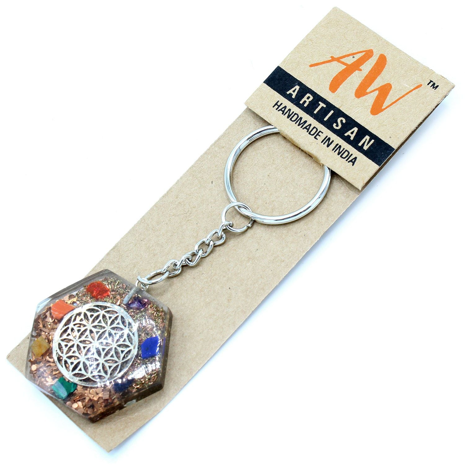 Portachiavi Orgonite Ottagono Fiore della Vita