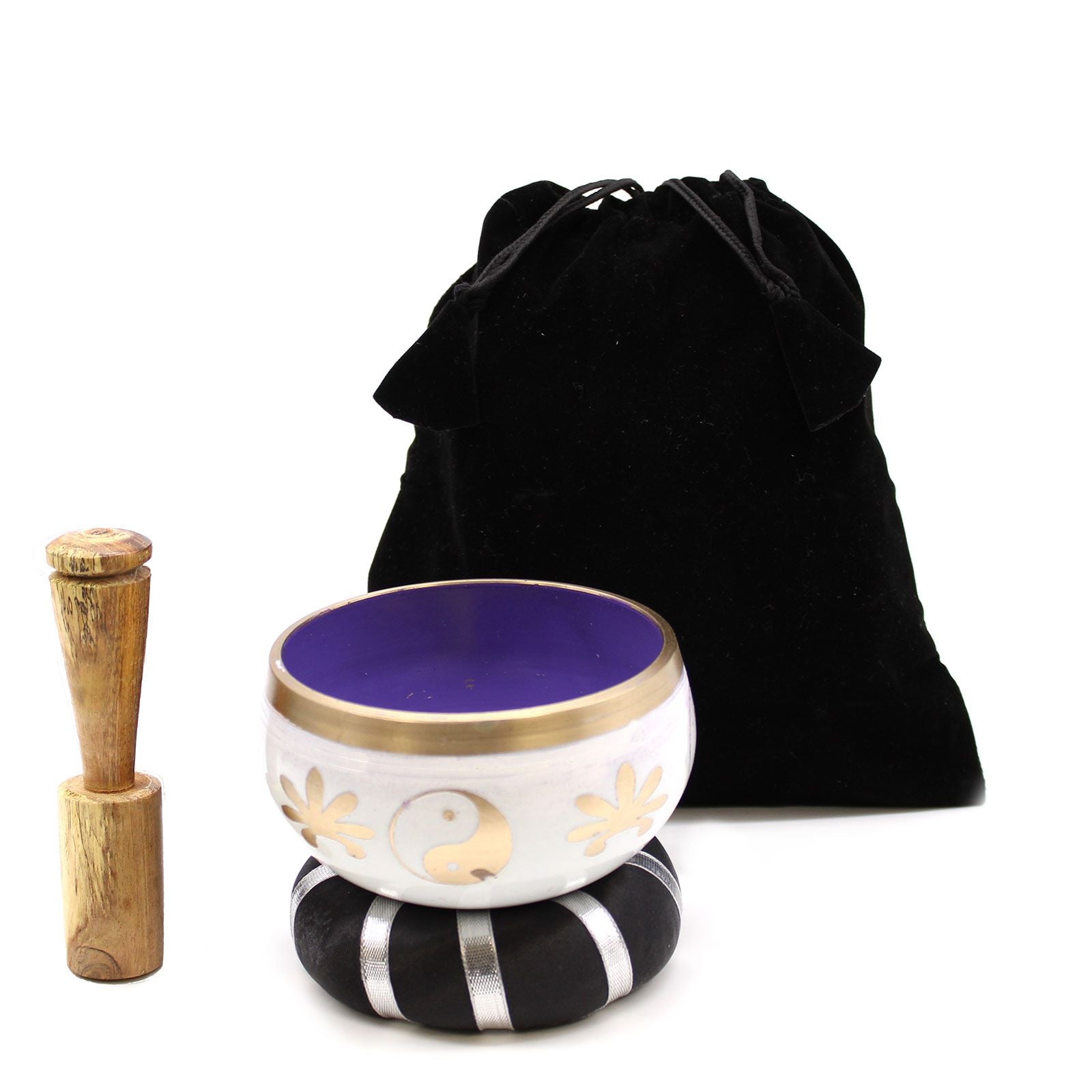 Set Campana Tibetana Yin & Yang - Bianco/Viola 10,7cm