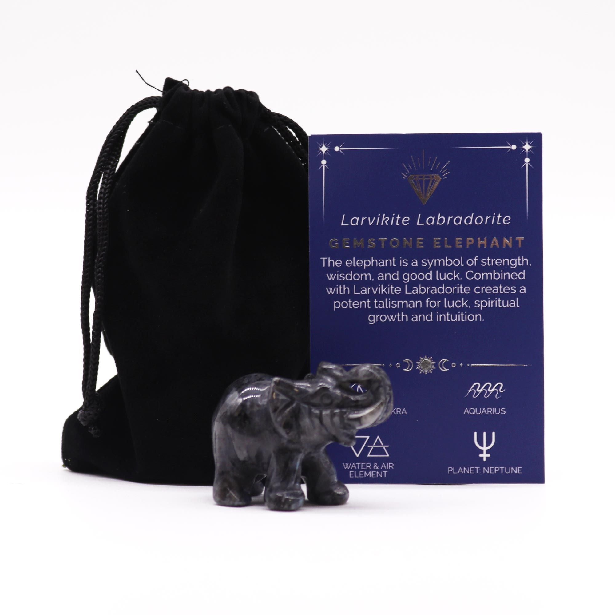 Elefante Portafortuna Larvikite Labradorite 5x3,5x2,5 (cm)