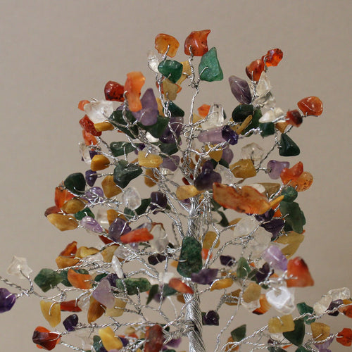 Albero Gemma con Base Orgonite, 320 Pietre, Multicolore