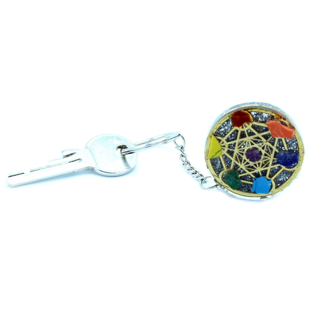 Portachiavi Orgonite Rotondo Sette Chakra