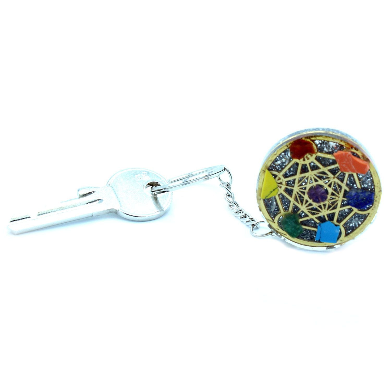 Portachiavi Orgonite Rotondo Sette Chakra