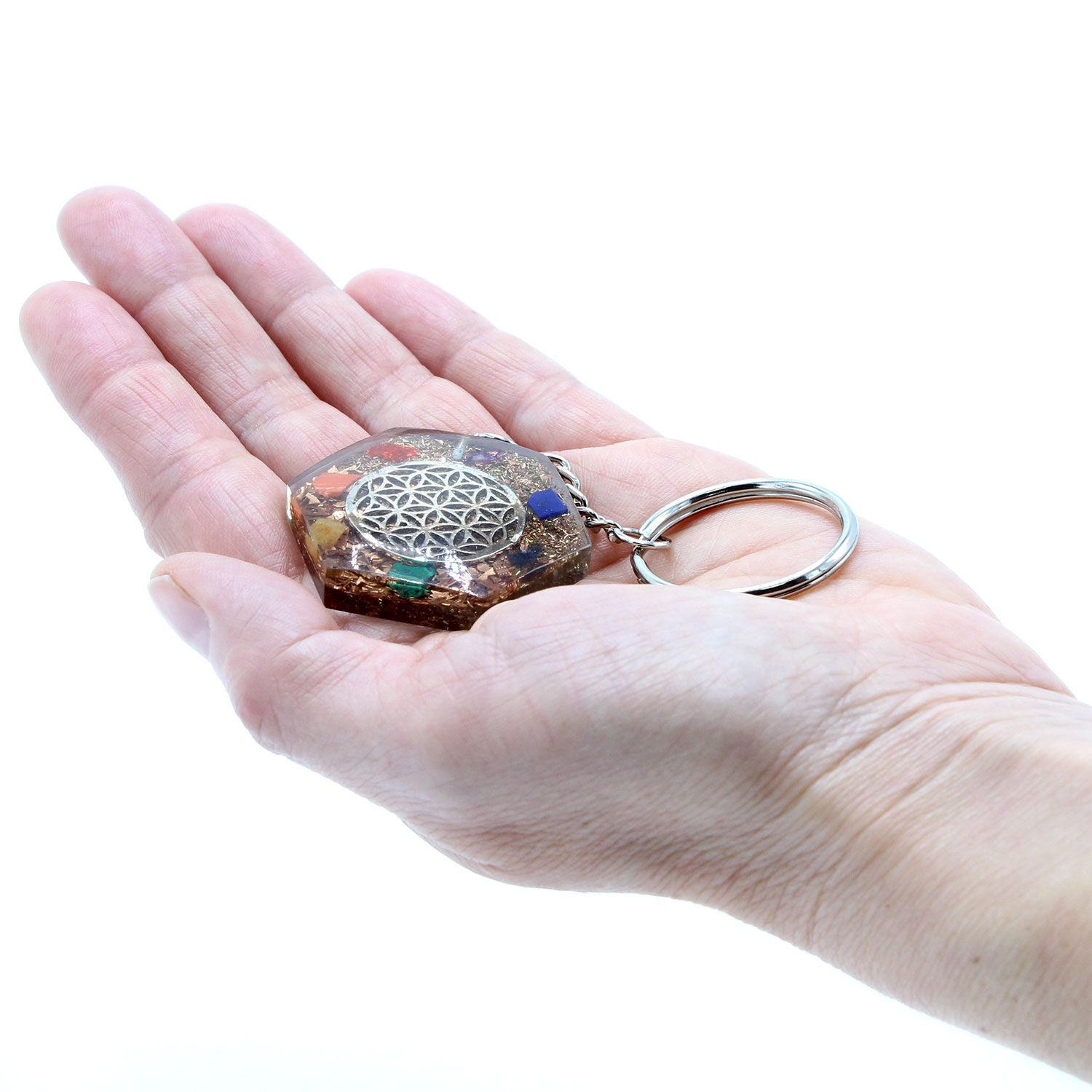 Portachiavi Orgonite Ottagono Fiore della Vita