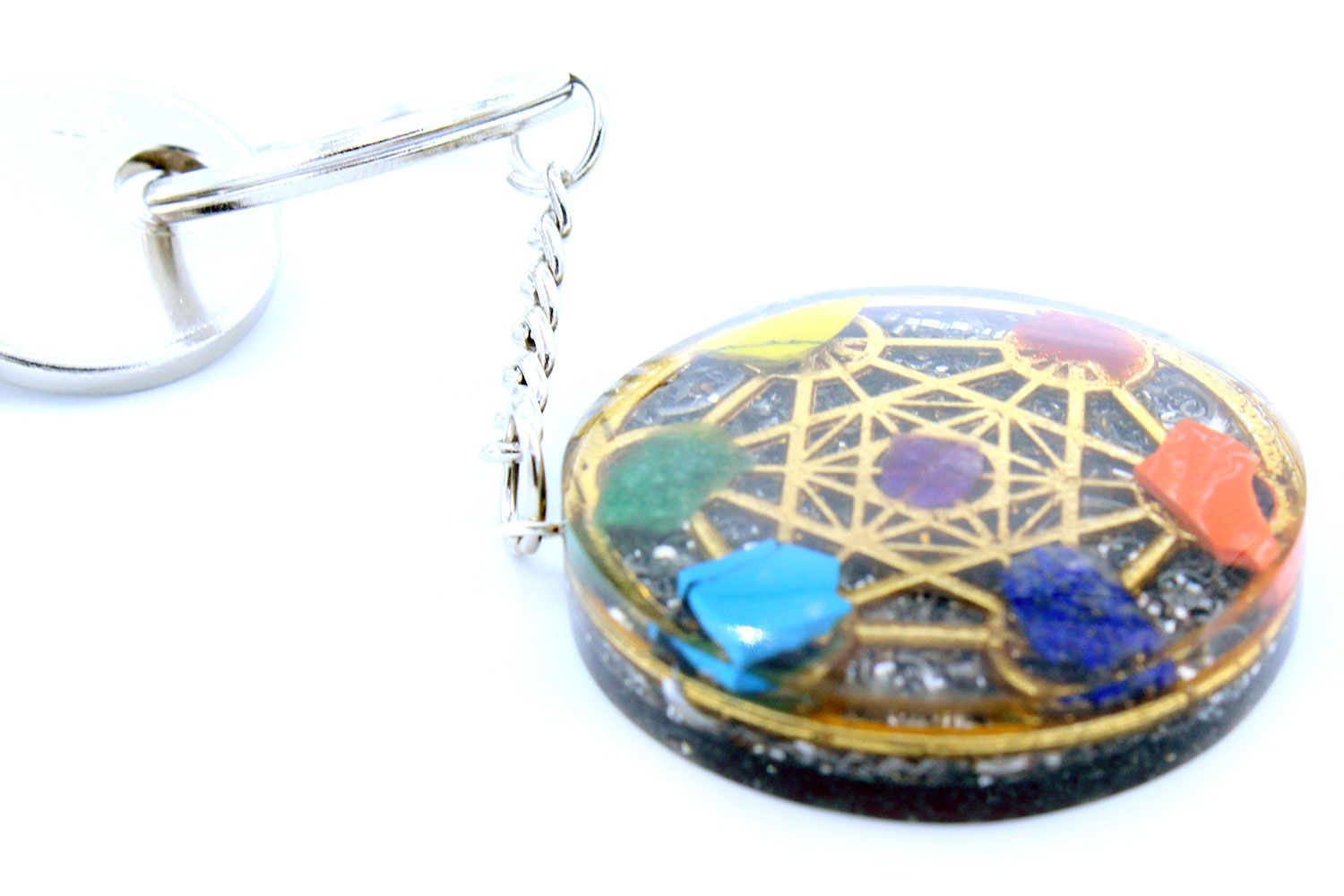 Portachiavi Orgonite Rotondo Sette Chakra