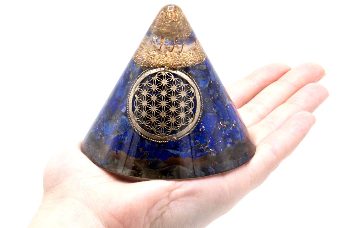 Orgonite Cono Lapis Fiore della Vita Quarzo 90mm