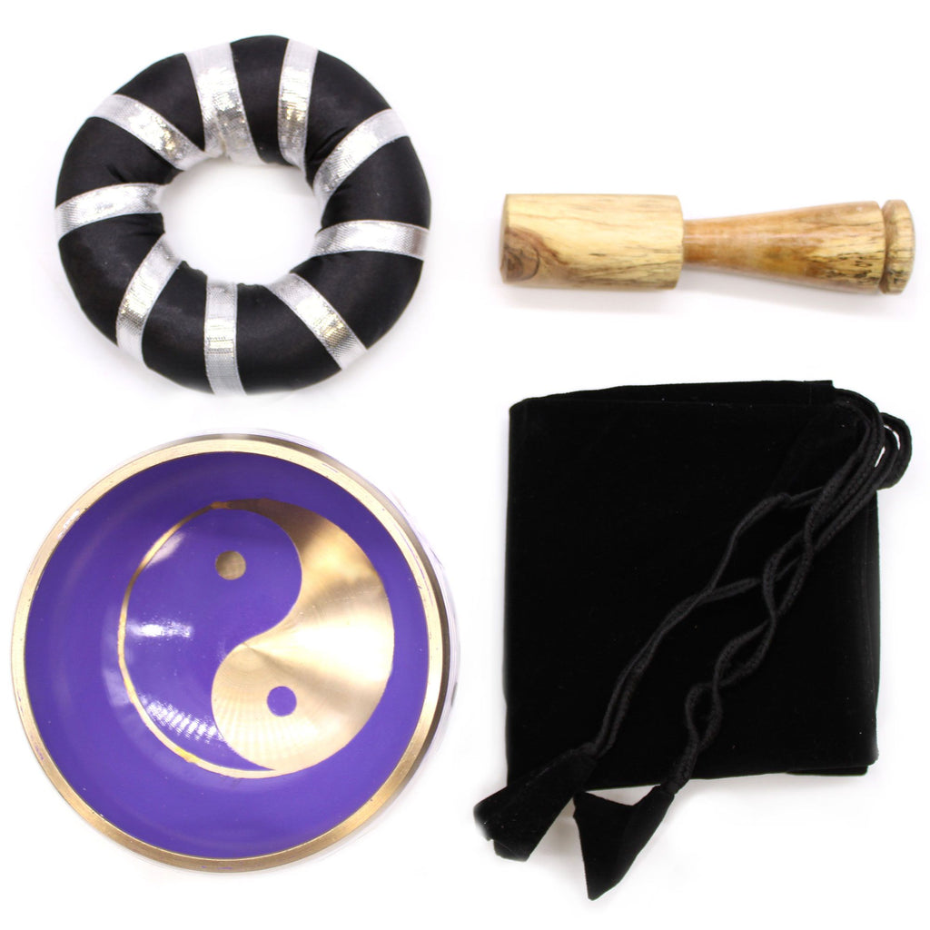 Set Campana Tibetana Yin & Yang - Bianco/Viola 10,7cm