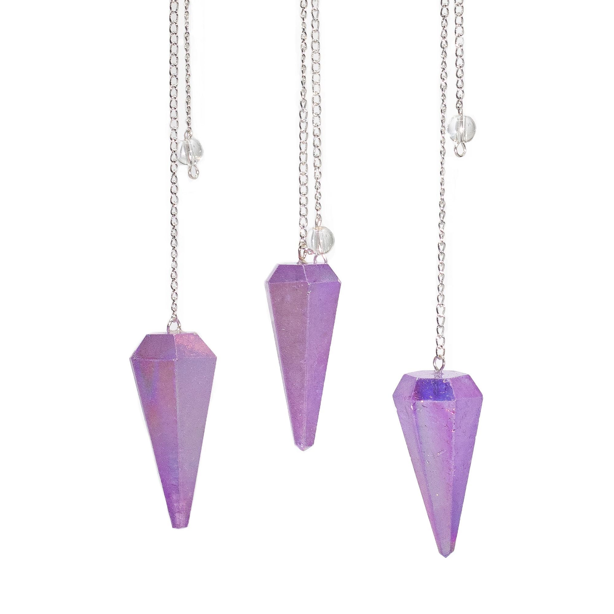 Pendolo Magico Sei Lati Aura Cristallo Viola 1pezzo