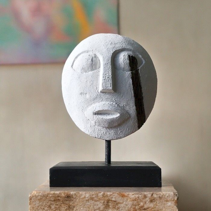 Maschera Decorativa Tribale Timor Bianca 27x20cm