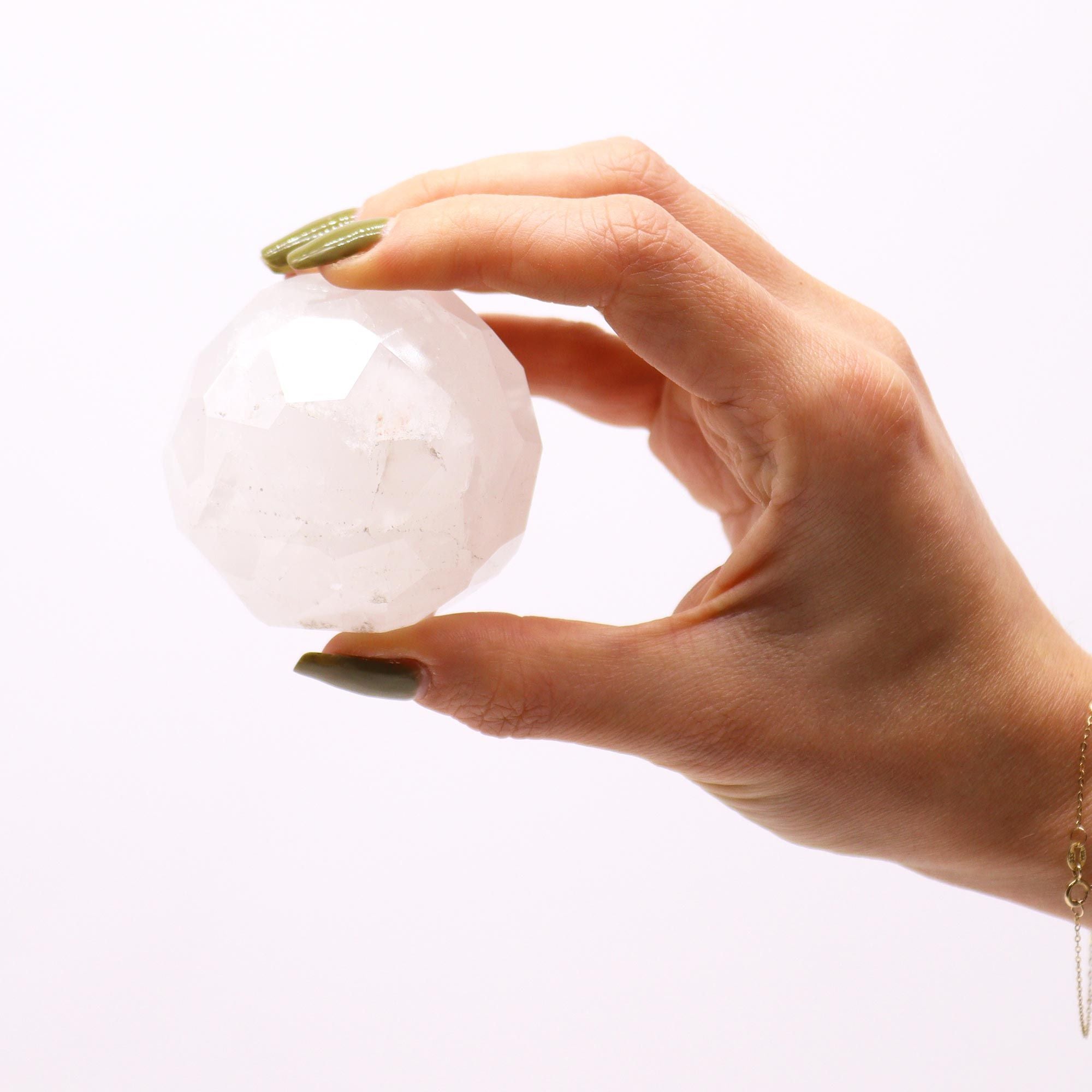 Sfera di Quarzo Sfaccettata con Supporto