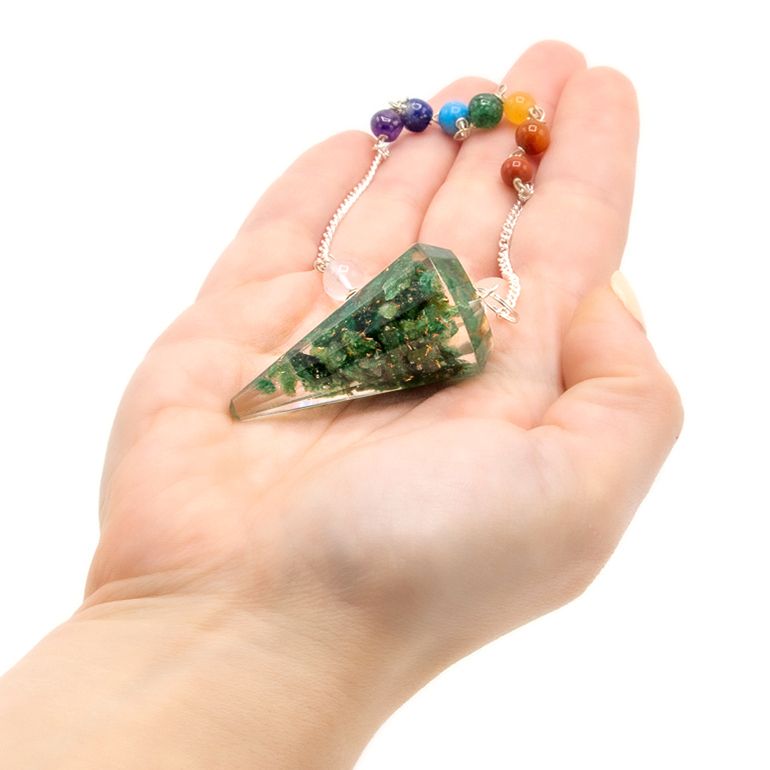 Pendolo Chakra Orgonite con Avventurina Verde