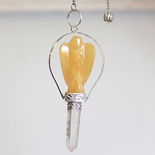 Pendolo Angelo con Anello - Quarzo Giallo 1pezzo