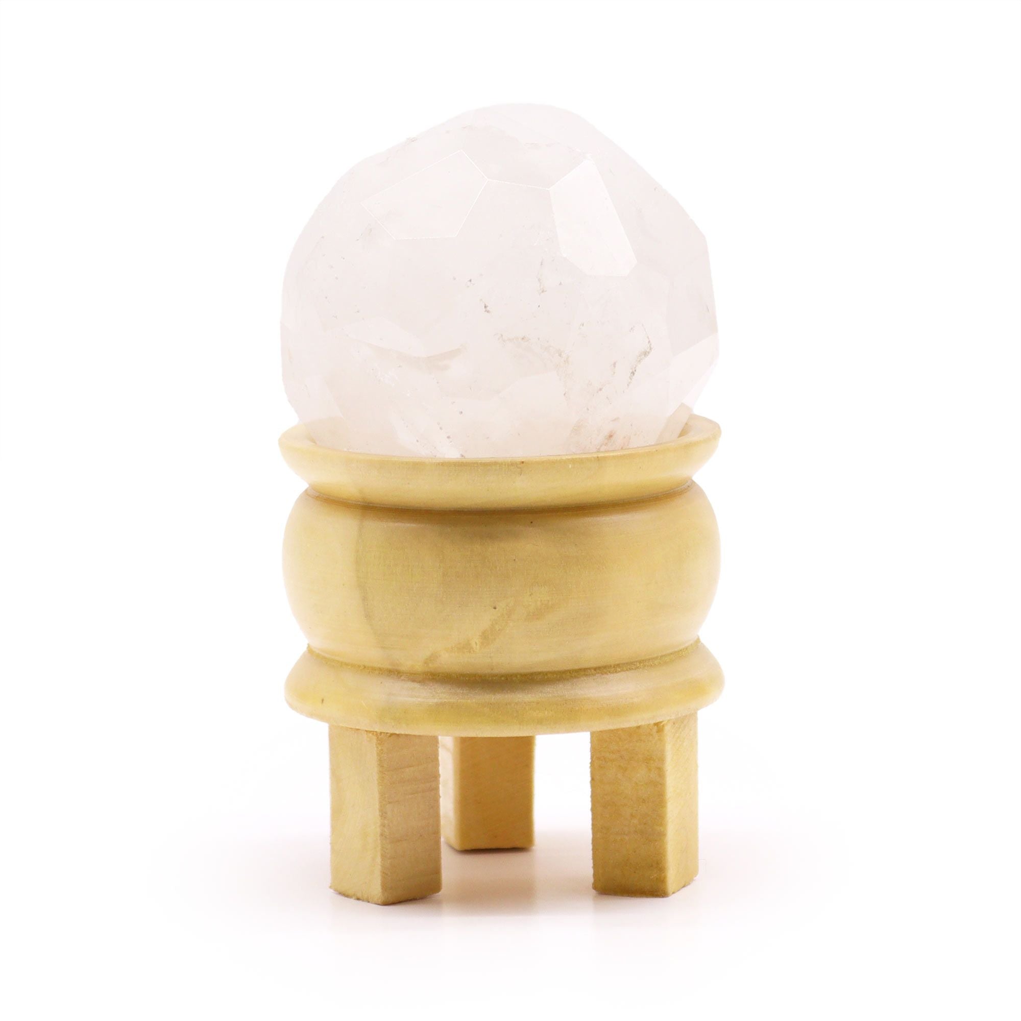 Sfera di Quarzo Sfaccettata con Supporto