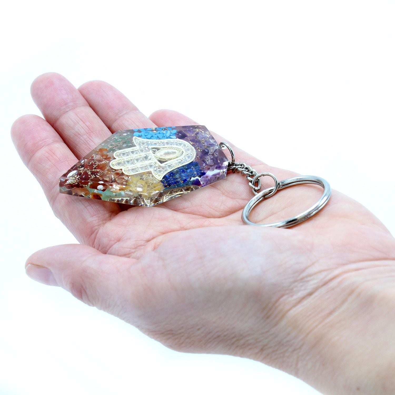 Portachiavi Orgonite Chakra Hamsa