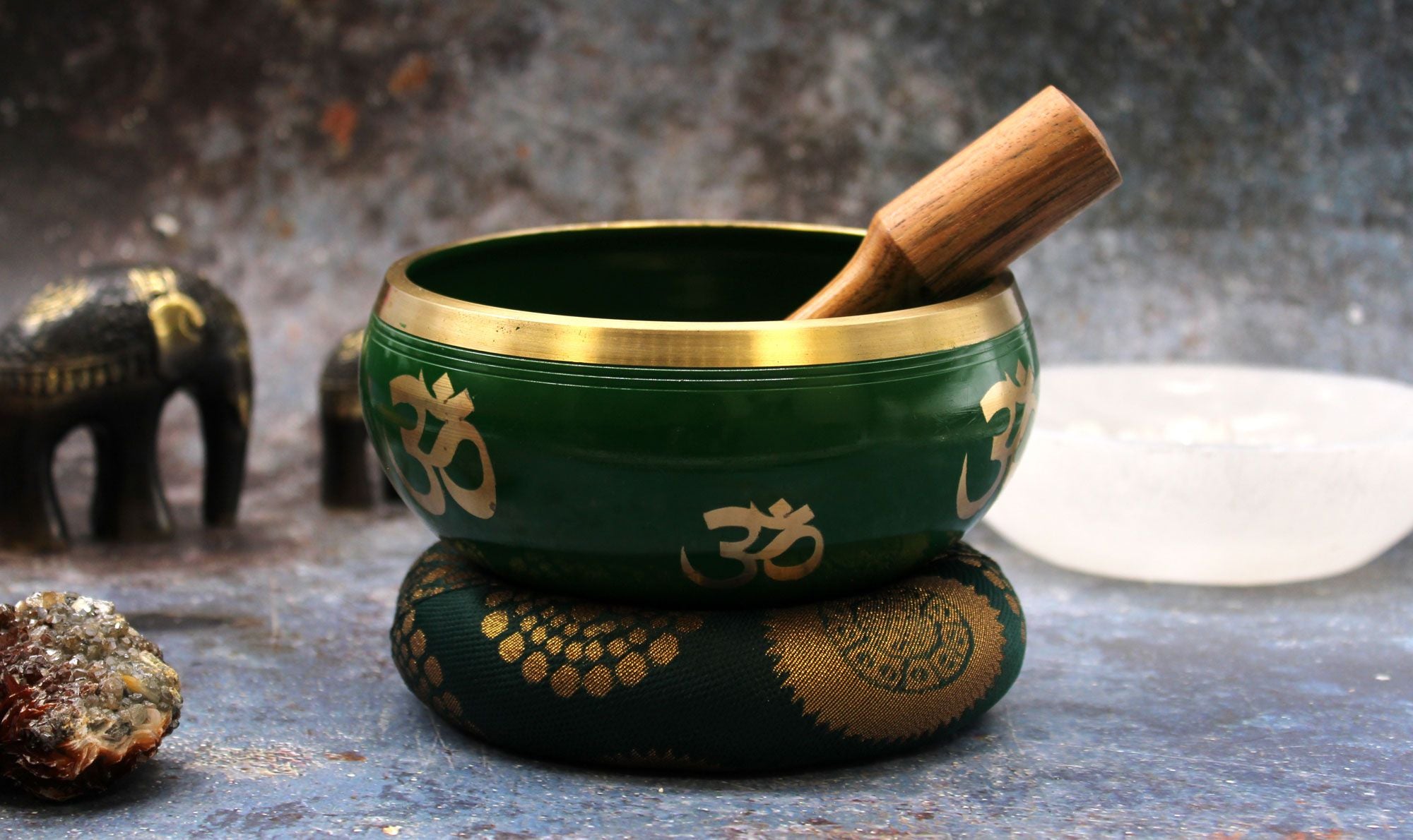 Set Campana Tibetana Albero della Vita 14cm Verde