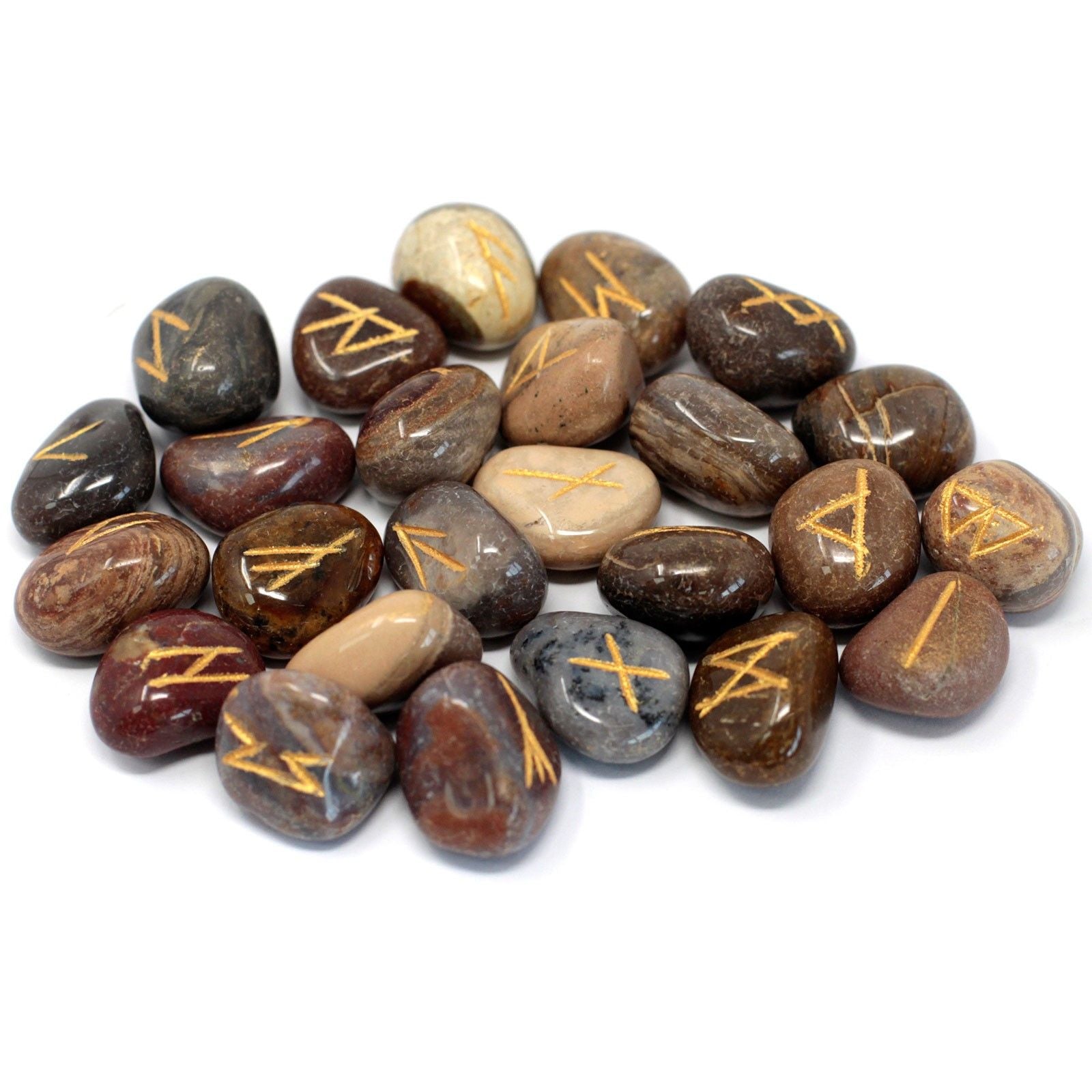 Set di Rune in Pietra con Sacchetto - Diaspro Fancy