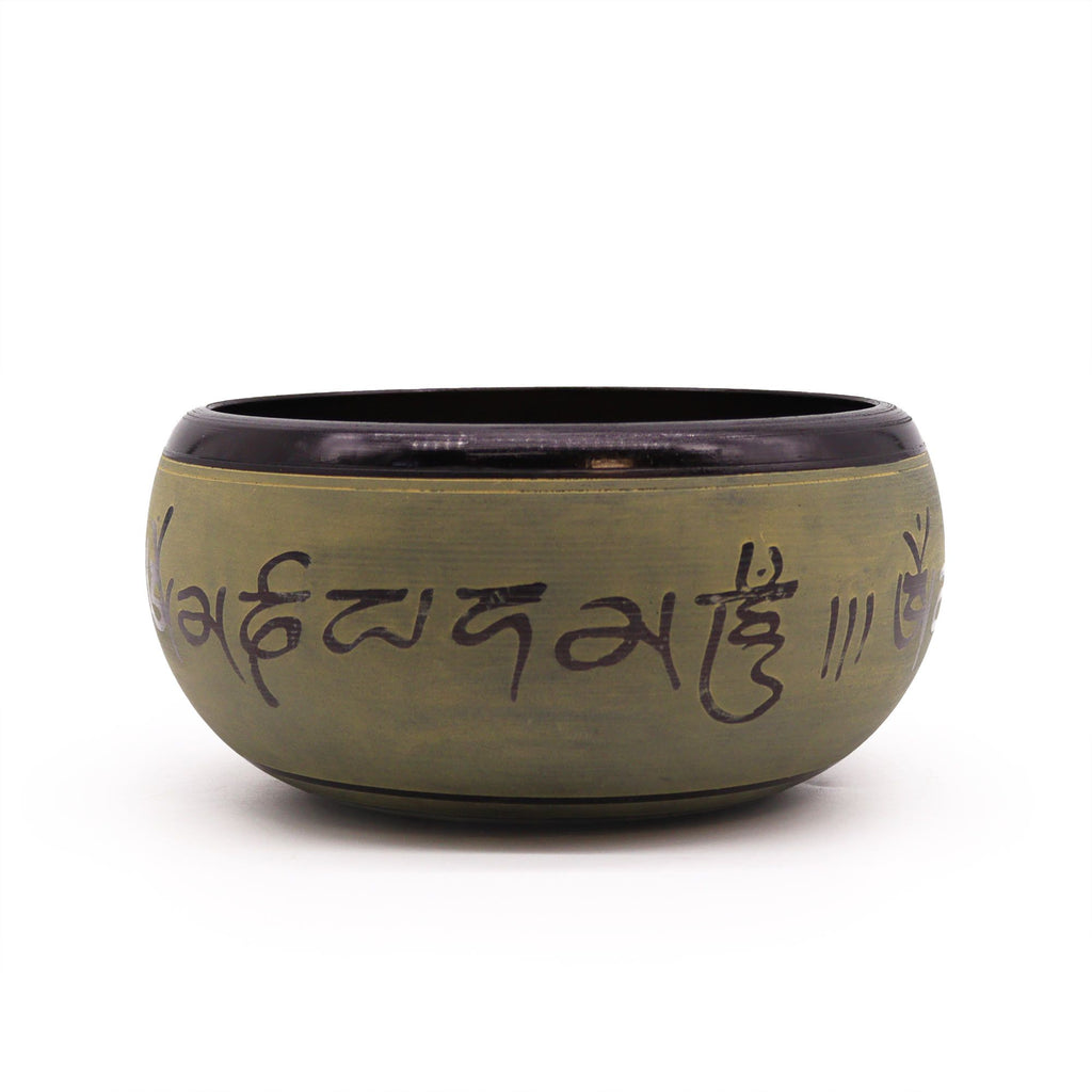 Tibetan Singing Bowl Earth Powder Five Buddha Mantra 16cm