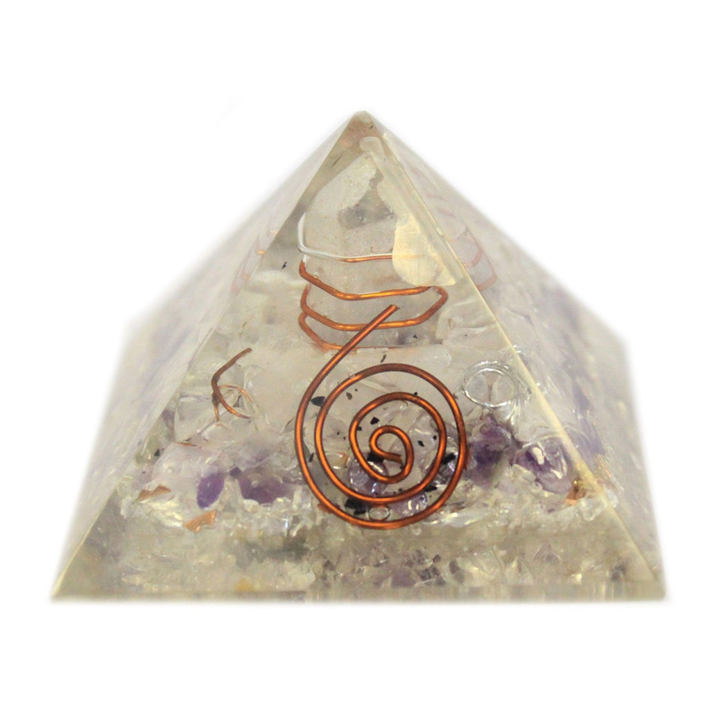 Piramide Orgonite 55mm con Gemme e Rame