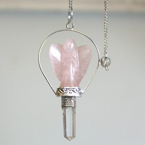 Ciondolo Angelo con Pendolo Quarzo Rosa 1pezzo