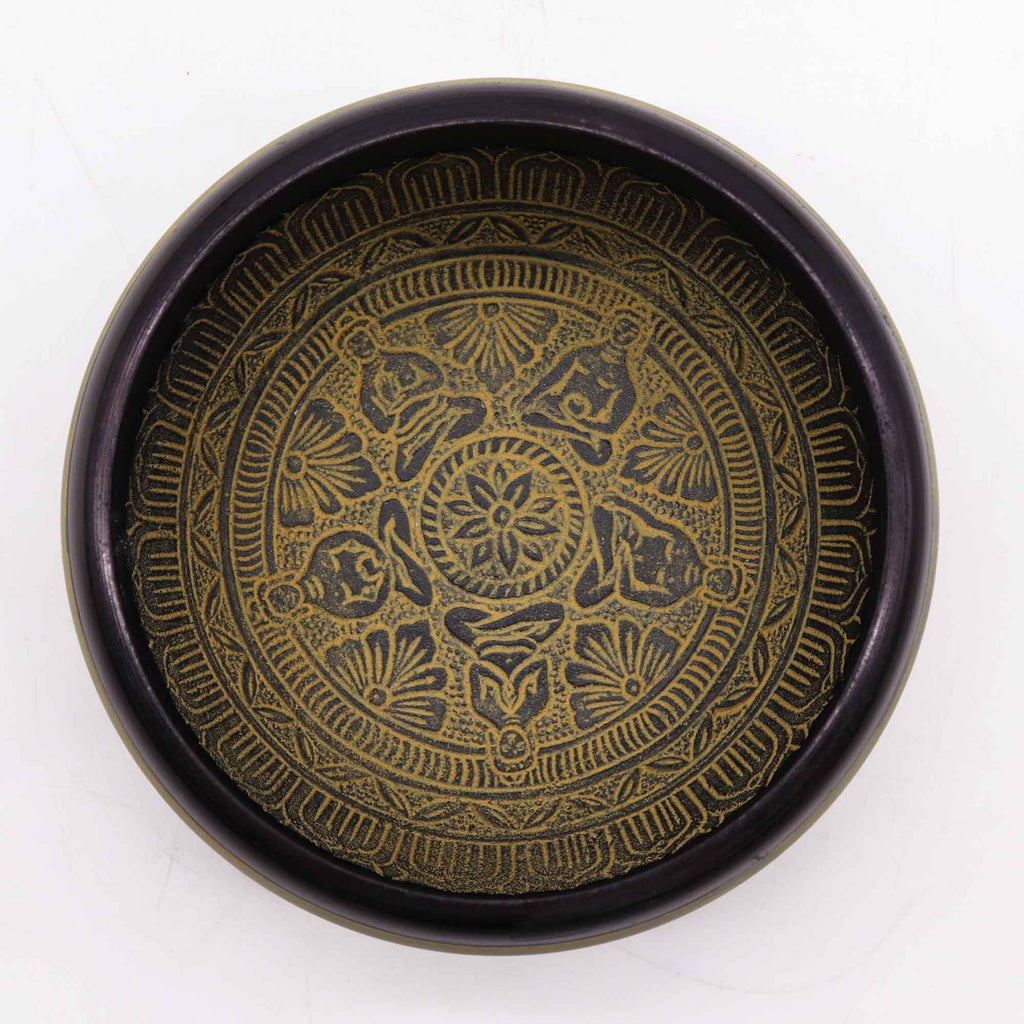 Tibetan Singing Bowl Earth Powder Five Buddha Mantra 16cm