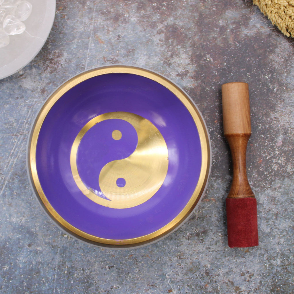 Set Ciotola Tibetana Yin & Yang Bianco/Viola 14cm