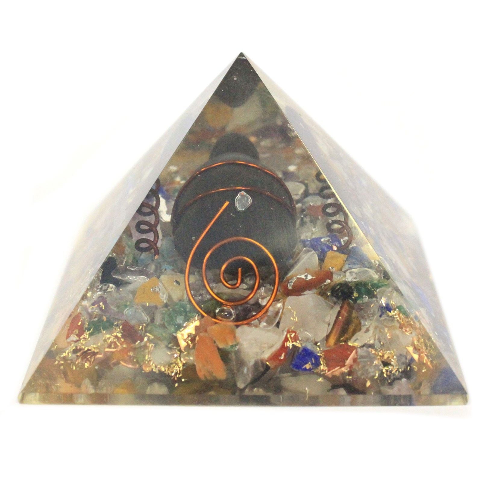 Piramide Orgonite 60mm Gemchips e Rame, Tartaruga