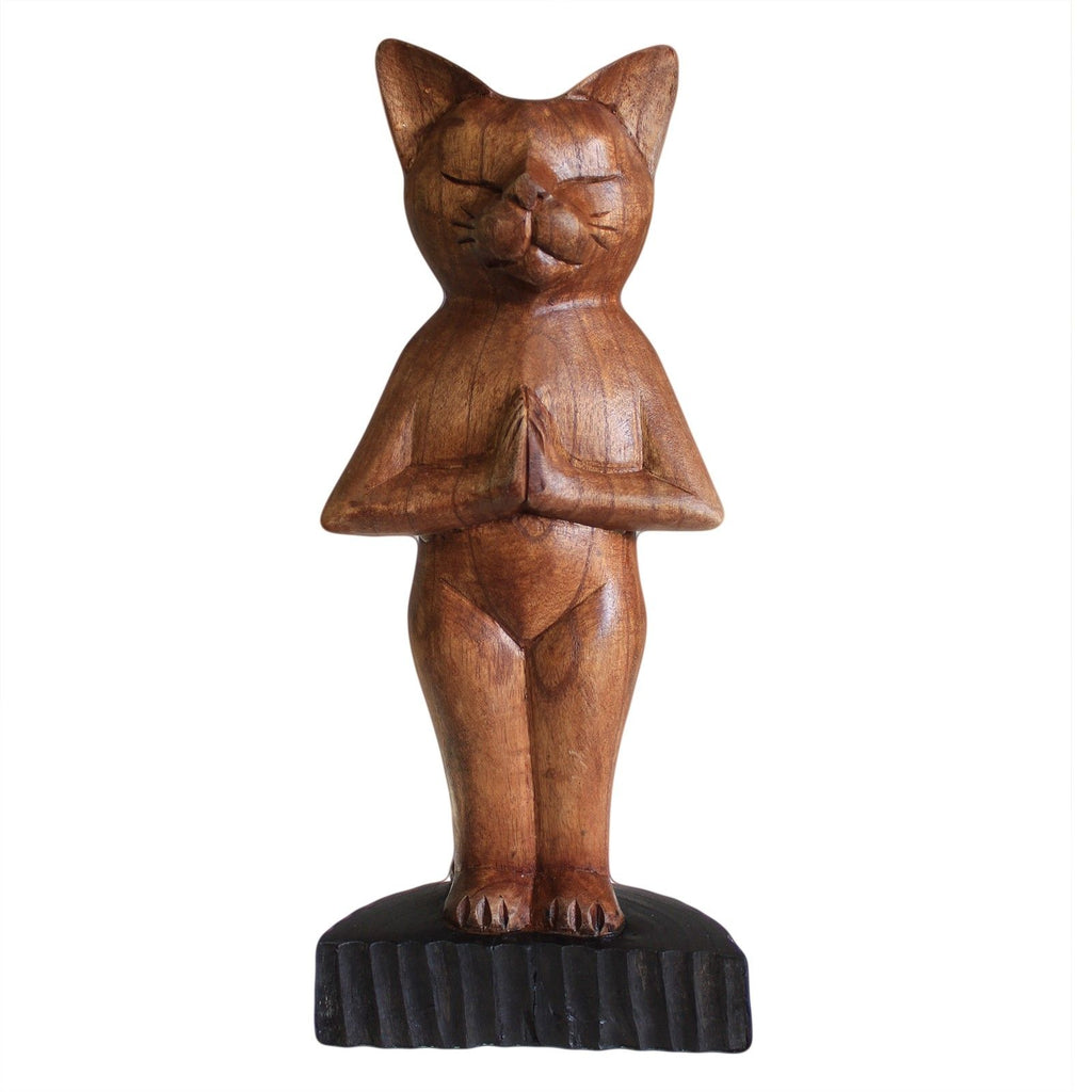 Gatto Yoga Intagliato a Mano - In Piedi