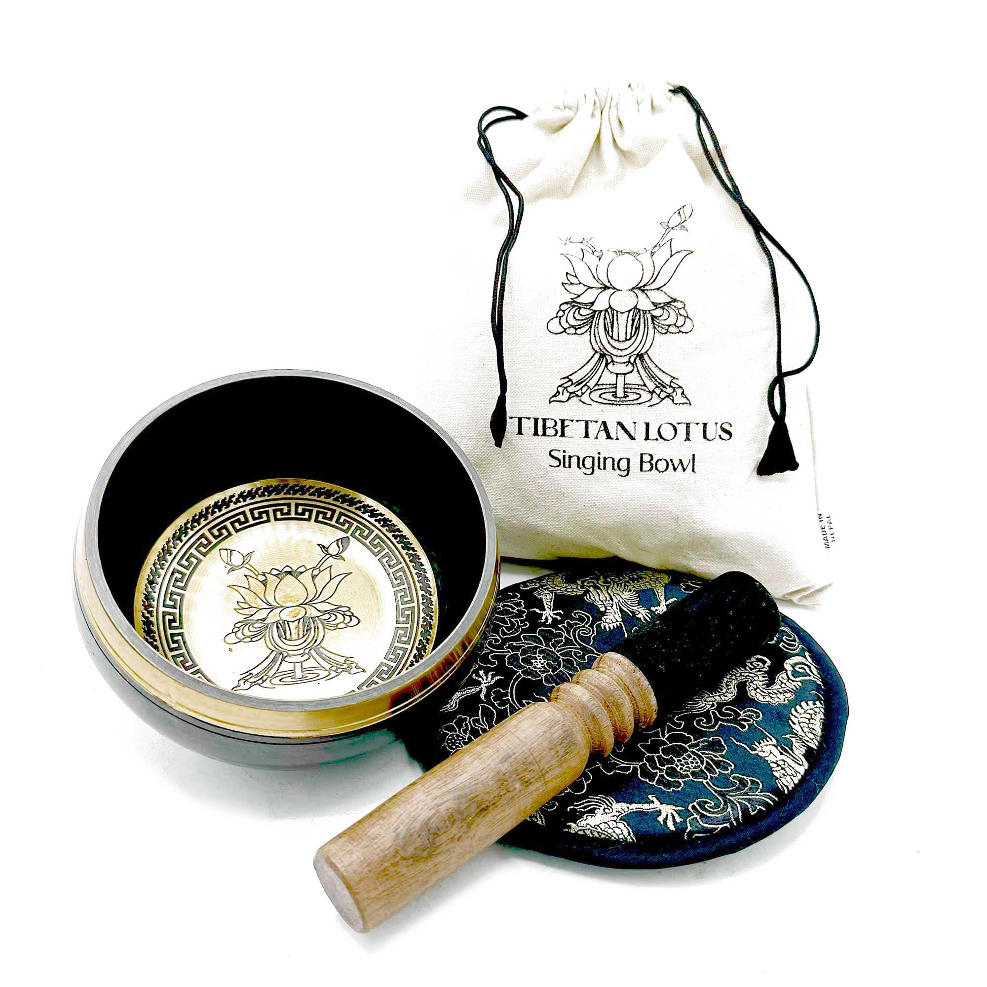 Ciotola Tibetana Artigianale 14cm Set Loto