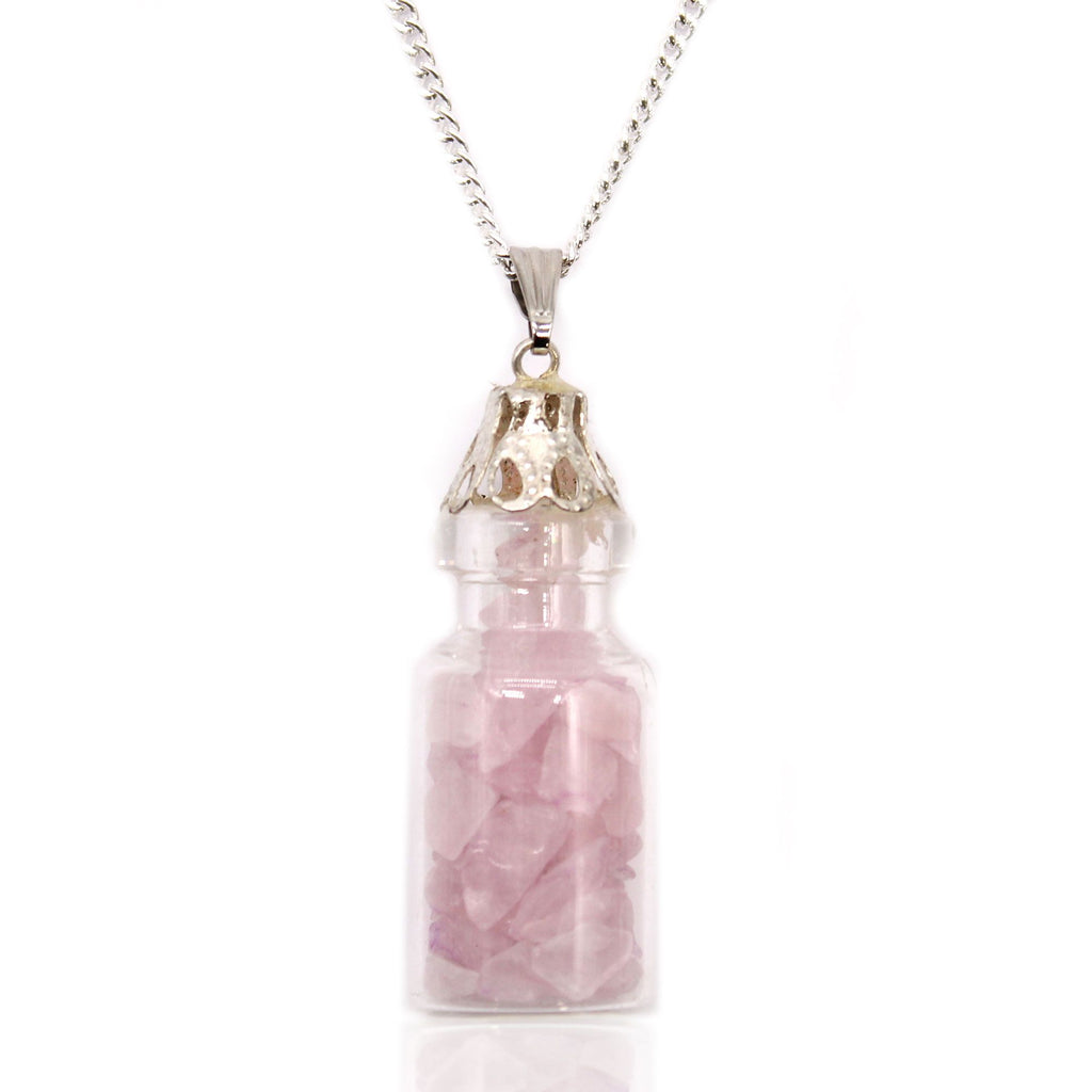 Collana con Gemme in Bottiglia - Quarzo Rosa