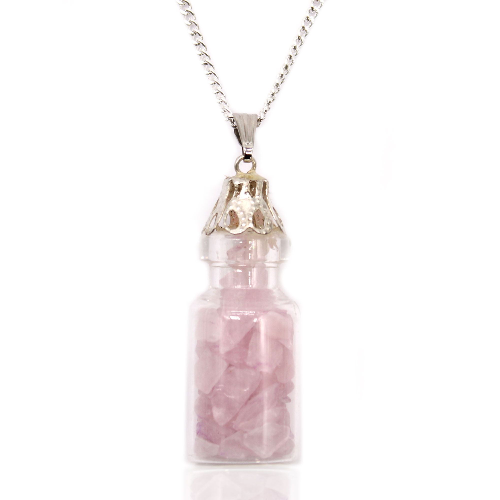 Collana con Gemme in Bottiglia - Quarzo Rosa